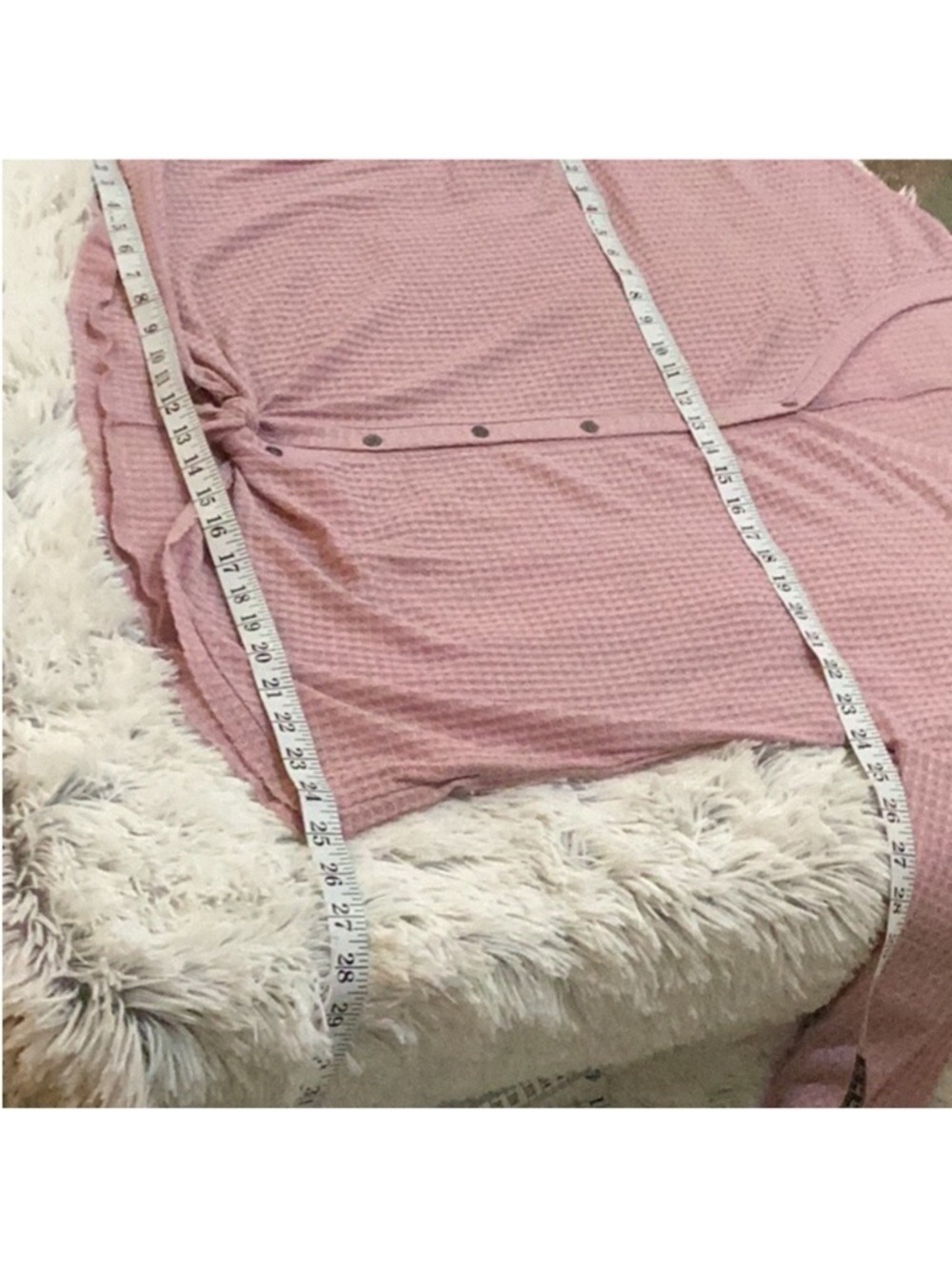 Mudd Waffle Knit Tie Front Top Size XL Mauve Pink Cozy Casual - Picture 11 of 15